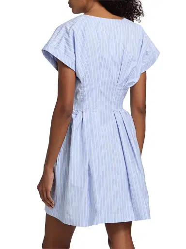 Kika Vargas Women's Billie Striped Cotton-Blend Minidress - Blue - Size 12 | Thumbnail 5