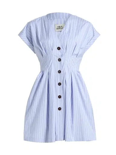 Kika Vargas Women's Billie Striped Cotton-Blend Minidress - Blue - Size 12 | Thumbnail 1