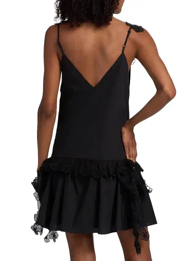 Kika Vargas Women's Coralie Lace-Trim Cotton Drop-Waist Minidress - Black - Size 8 | Thumbnail 5