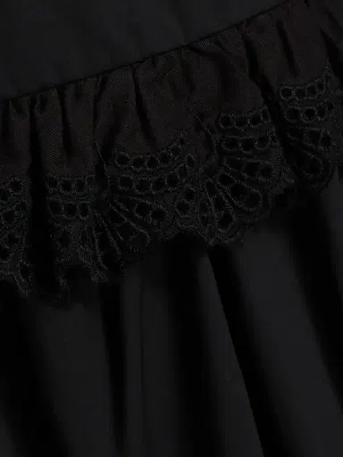 Kika Vargas Women's Coralie Lace-Trim Cotton Drop-Waist Minidress - Black - Size 8 | Thumbnail 7