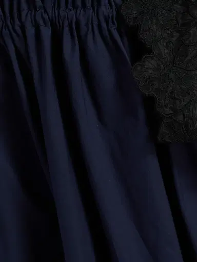 Kika Vargas Women's Hanna Lace-Trim Cotton A-Line Midi-Dress - Navy - Size 12 | Thumbnail 7