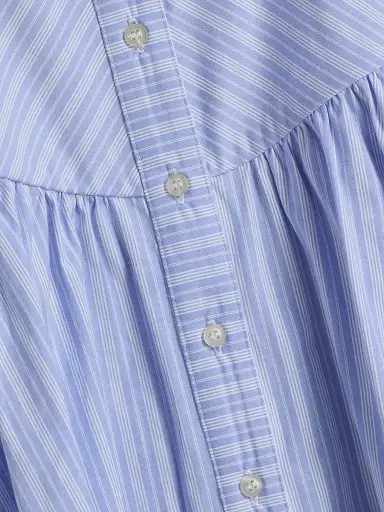 Kika Vargas Women's Ambika Striped Cotton-Blend Peplum Shirt - Blue | Thumbnail 7