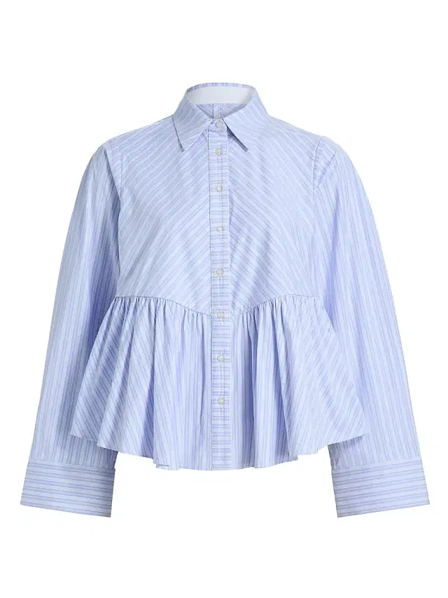 Kika Vargas Women's Ambika Striped Cotton-Blend Peplum Shirt - Blue