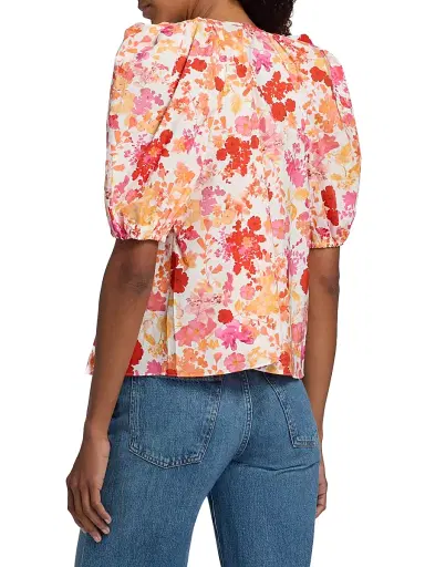 Kika Vargas Women's Harpa Floral Cotton Top - Coral | Thumbnail 5