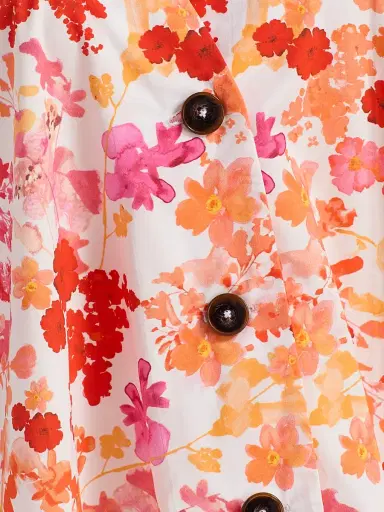 Kika Vargas Women's Harpa Floral Cotton Top - Coral | Thumbnail 7