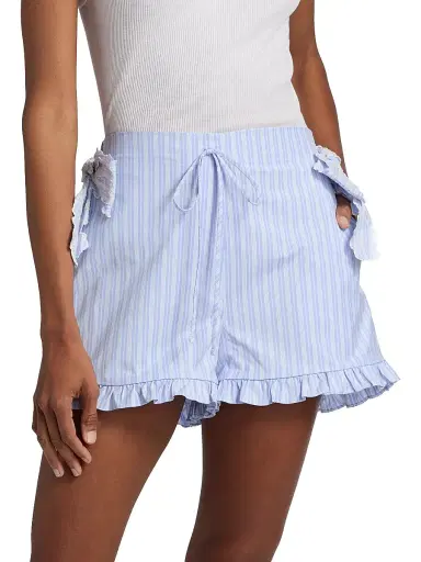 Kika Vargas Women's Sally Striped Cotton Shorts | Thumbnail 3