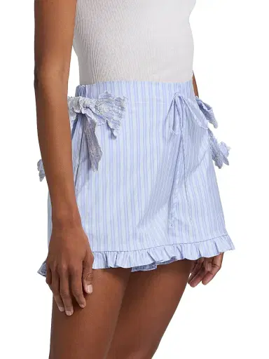Kika Vargas Women's Sally Striped Cotton Shorts | Thumbnail 4
