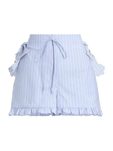 Kika Vargas Women's Sally Striped Cotton Shorts | Thumbnail 1