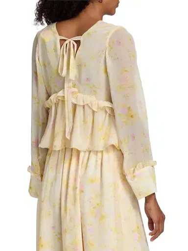 Kika Vargas Women's Cynthi Peony Chiffon Blouse | Thumbnail 5 Kika Vargas Women's Cynthi Peony Chiffon Blouse | Thumbnail 5