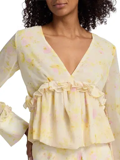 Kika Vargas Women's Cynthi Peony Chiffon Blouse - Yellow - Size 12 | Thumbnail 6 Kika Vargas Women's Cynthi Peony Chiffon Blouse - Yellow - Size 12 | Thumbnail 6