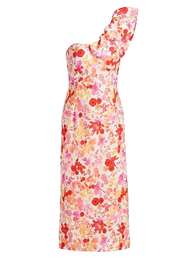 Women's Lucy Poppy One-Shoulder Midi-Dress - Coral