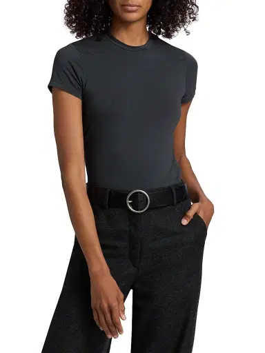 SLVRLAKE Women's Fitted Stretch-Cotton Crop T-Shirt - Washed Black | Thumbnail 3 SLVRLAKE Women's Fitted Stretch-Cotton Crop T-Shirt - Washed Black | Thumbnail 3