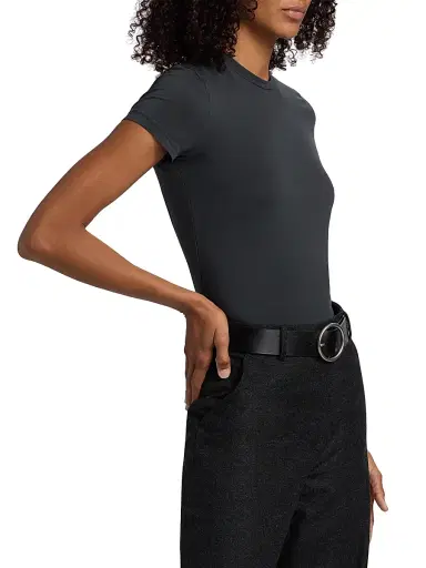 SLVRLAKE Women's Fitted Stretch-Cotton Crop T-Shirt - Washed Black | Thumbnail 4 SLVRLAKE Women's Fitted Stretch-Cotton Crop T-Shirt - Washed Black | Thumbnail 4