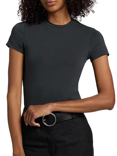 SLVRLAKE Women's Fitted Stretch-Cotton Crop T-Shirt - Washed Black | Thumbnail 6 SLVRLAKE Women's Fitted Stretch-Cotton Crop T-Shirt - Washed Black | Thumbnail 6