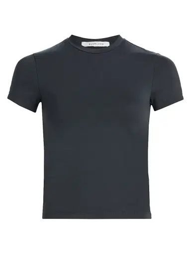 SLVRLAKE Women's Fitted Stretch-Cotton Crop T-Shirt - Washed Black | Thumbnail 1 SLVRLAKE Women's Fitted Stretch-Cotton Crop T-Shirt - Washed Black | Thumbnail 1