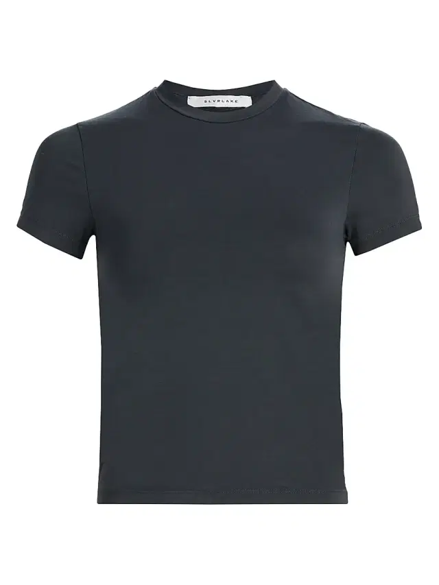 SLVRLAKE Women's Fitted Stretch-Cotton Crop T-Shirt - Washed Black