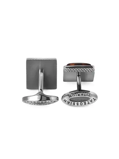 Tateossian Men's Titanium & Red Tiger's Eye Square Cufflinks | Thumbnail 3 Tateossian Men's Titanium & Red Tiger's Eye Square Cufflinks | Thumbnail 3