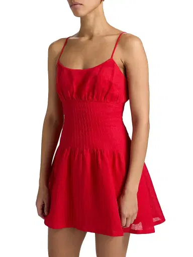 Cami NYC Women's Kairi Linen A-Line Minidress - Candy Apple - Size 12 | Thumbnail 4