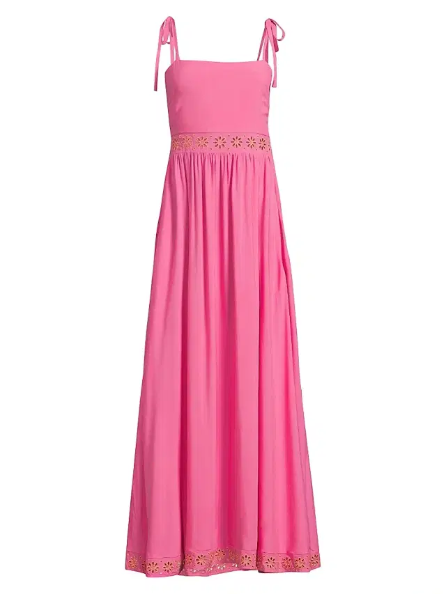 Beach Riot Women's Rianne Eyelet-Trimmed Maxi Dress - Strawberry Eyelet