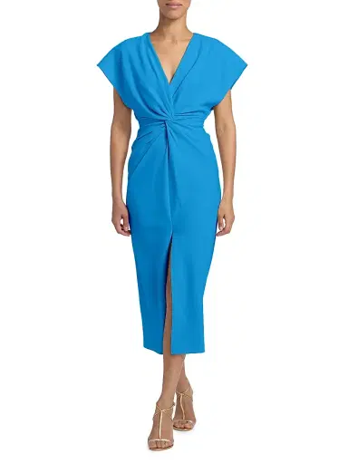 PRABAL GURUNG Women's Jackie Twist-Front Midi-Dress | Thumbnail 2 PRABAL GURUNG Women's Jackie Twist-Front Midi-Dress | Thumbnail 2