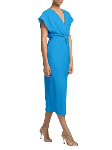 PRABAL GURUNG Women's Jackie Twist-Front Midi-Dress | Thumbnail 4 PRABAL GURUNG Women's Jackie Twist-Front Midi-Dress | Thumbnail 4