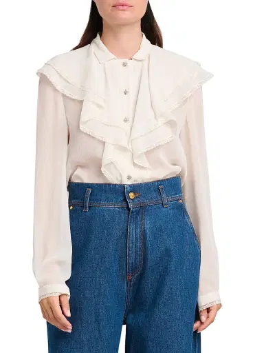 Alberta Ferretti Women's Ruffled Button-Front Blouse | Thumbnail 3 Alberta Ferretti Women's Ruffled Button-Front Blouse | Thumbnail 3