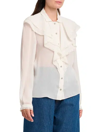 Alberta Ferretti Women's Ruffled Button-Front Blouse | Thumbnail 4 Alberta Ferretti Women's Ruffled Button-Front Blouse | Thumbnail 4