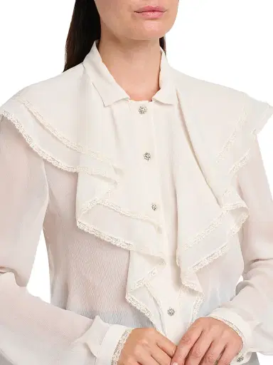 Alberta Ferretti Women's Ruffled Button-Front Blouse | Thumbnail 6 Alberta Ferretti Women's Ruffled Button-Front Blouse | Thumbnail 6