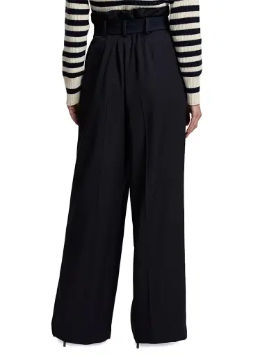 Ralph Lauren Collection Women's Alan Wool High-Rise Wide-Leg Paperbag Pants - Icon Navy | Thumbnail 5