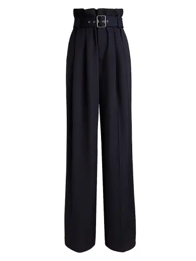 Ralph Lauren Collection Women's Alan Wool High-Rise Wide-Leg Paperbag Pants - Icon Navy | Thumbnail 1