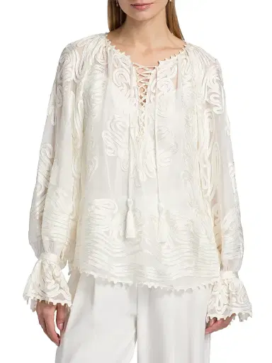 Kobi Halperin Women's Florence Embroidered Sheer Blouse | Thumbnail 3 Kobi Halperin Women's Florence Embroidered Sheer Blouse | Thumbnail 3