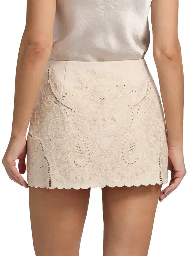 Kobi Halperin Women's Natalie Linen-Cotton Embroidered Pencil Miniskirt - Antique | Thumbnail 5