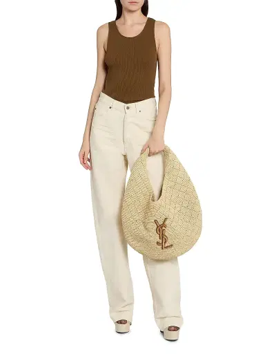 Saint Laurent Women's Icare Hobo Bag in Raffia - Natural | Thumbnail 2