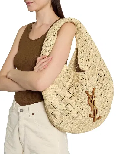 Saint Laurent Women's Icare Hobo Bag in Raffia - Natural | Thumbnail 3