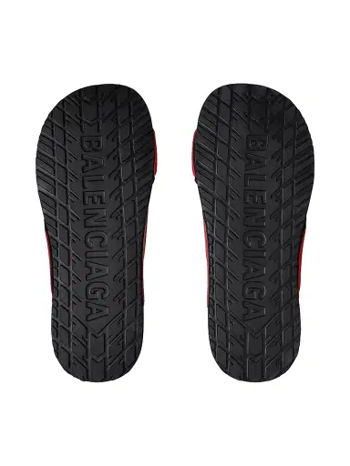 Balenciaga Men's Sporty Pool Slide Sandals - Black Red - Size 12 | Thumbnail 3 Balenciaga Men's Sporty Pool Slide Sandals - Black Red - Size 12 | Thumbnail 3