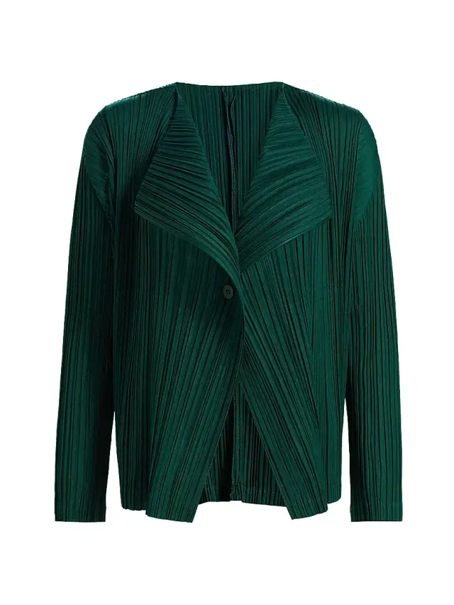 Pleats Please Issey Miyake Women's Plissé Pleats Cardigan - Dark Green