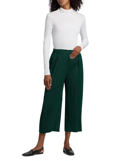 Pleats Please Issey Miyake Women's Plissé Pleats Crop Pants - Dark Green - Size Large | Thumbnail 2