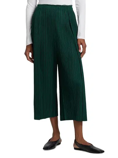 Pleats Please Issey Miyake Women's Plissé Pleats Crop Pants - Dark Green - Size Large | Thumbnail 3