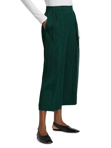 Pleats Please Issey Miyake Women's Plissé Pleats Crop Pants - Dark Green - Size Large | Thumbnail 4
