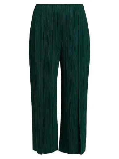 Pleats Please Issey Miyake Women's Plissé Pleats Crop Pants - Dark Green - Size Large | Thumbnail 1