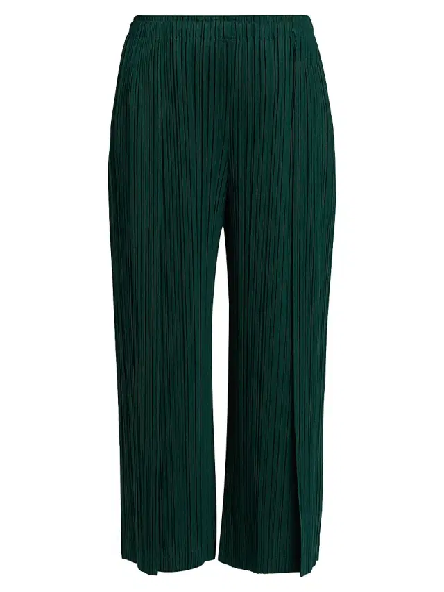 Pleats Please Issey Miyake Women's Plissé Pleats Crop Pants - Dark Green
