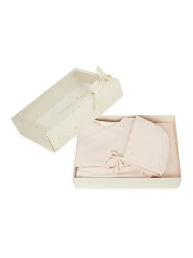 Marie-Chantal Baby Girl's Signature Araminta Angel Wing Pointelle Bonnet, Bodysuit, Short & Blanket Gift Set - Pink - Size 6 Months | Thumbnail 1