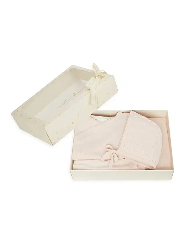 Marie-Chantal Baby Girl's Signature Araminta Angel Wing Pointelle Bonnet, Bodysuit, Short & Blanket Gift Set - Pink 6 Months