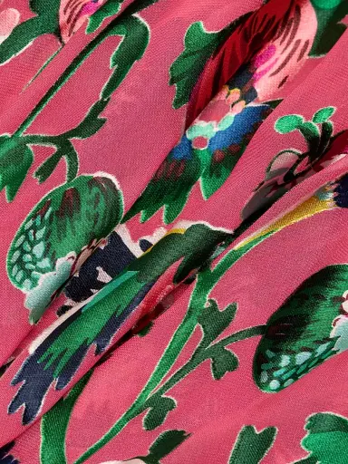 Saloni Women's Seema Floral Asymmetric Ruffle Gown - Saffier Raspberry - Size 4 | Thumbnail 7