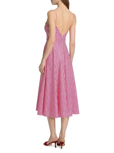 Saloni Women's Jana Embroidered Floral Striped Midi-Dress | Thumbnail 5
