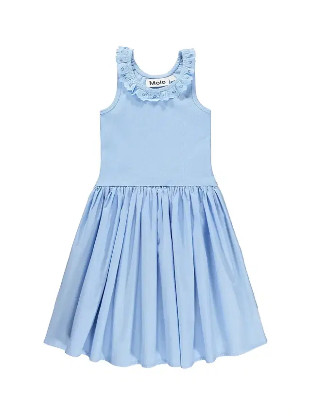 Little Girl's & Girl's Eyelet-Trimmed Ribbed Dress - Sparkling Sea