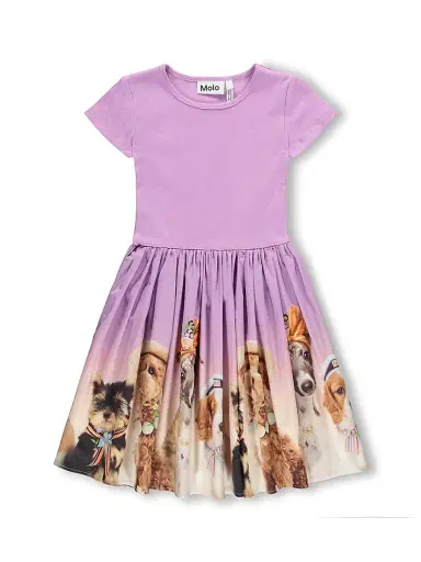 Molo Little Girl's & Girl's Cissa Ribbed Dog Print Dress - Beach Ready | Thumbnail 1