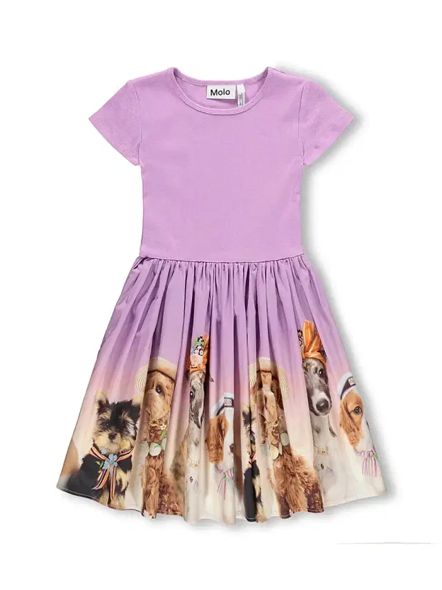 Molo Little Girl's & Girl's Cissa Ribbed Dog Print Dress - Beach Ready
