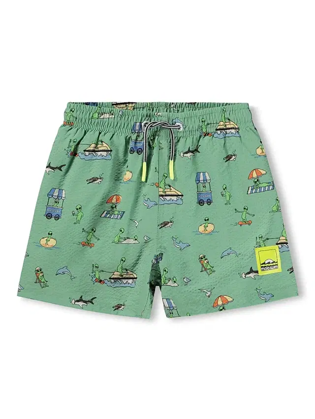 Baby's, Little Boy's & Boy's Alien-Print Seersucker Swim Shorts