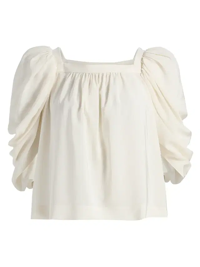 Chloé Women's Silk Puff-Sleeve Top - Coconut Milk